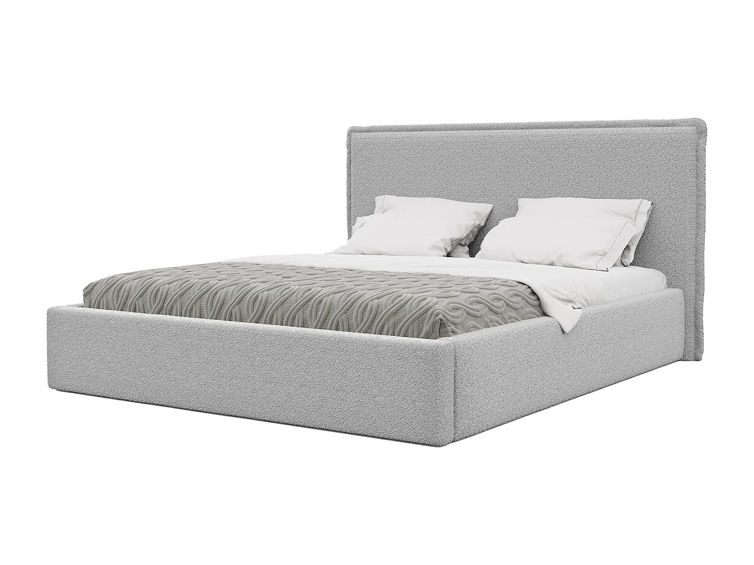 Lit tapissé COFY avec coffre de rangement pour la literie | 160x200 Gris