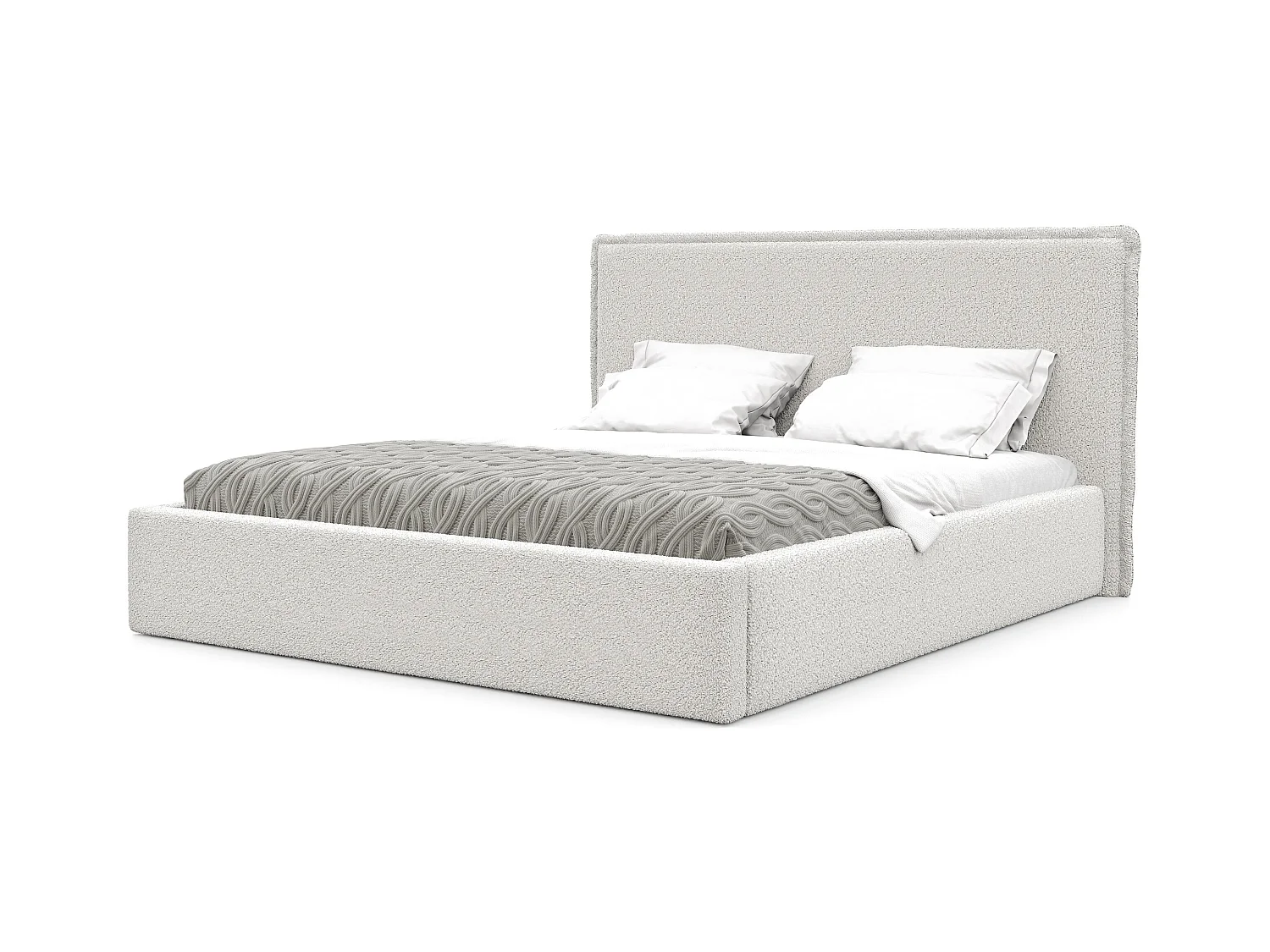 Lit tapissé COFY avec coffre de rangement pour la literie | 180x200 Crème