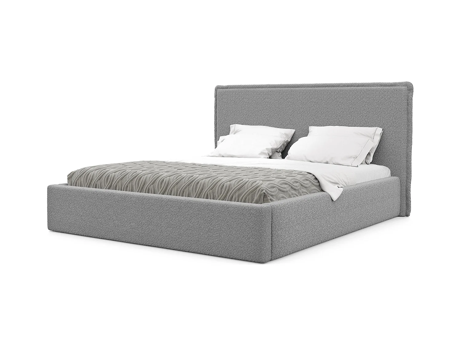 Lit tapissé COFY avec coffre de rangement pour la literie | 140x200 Gris