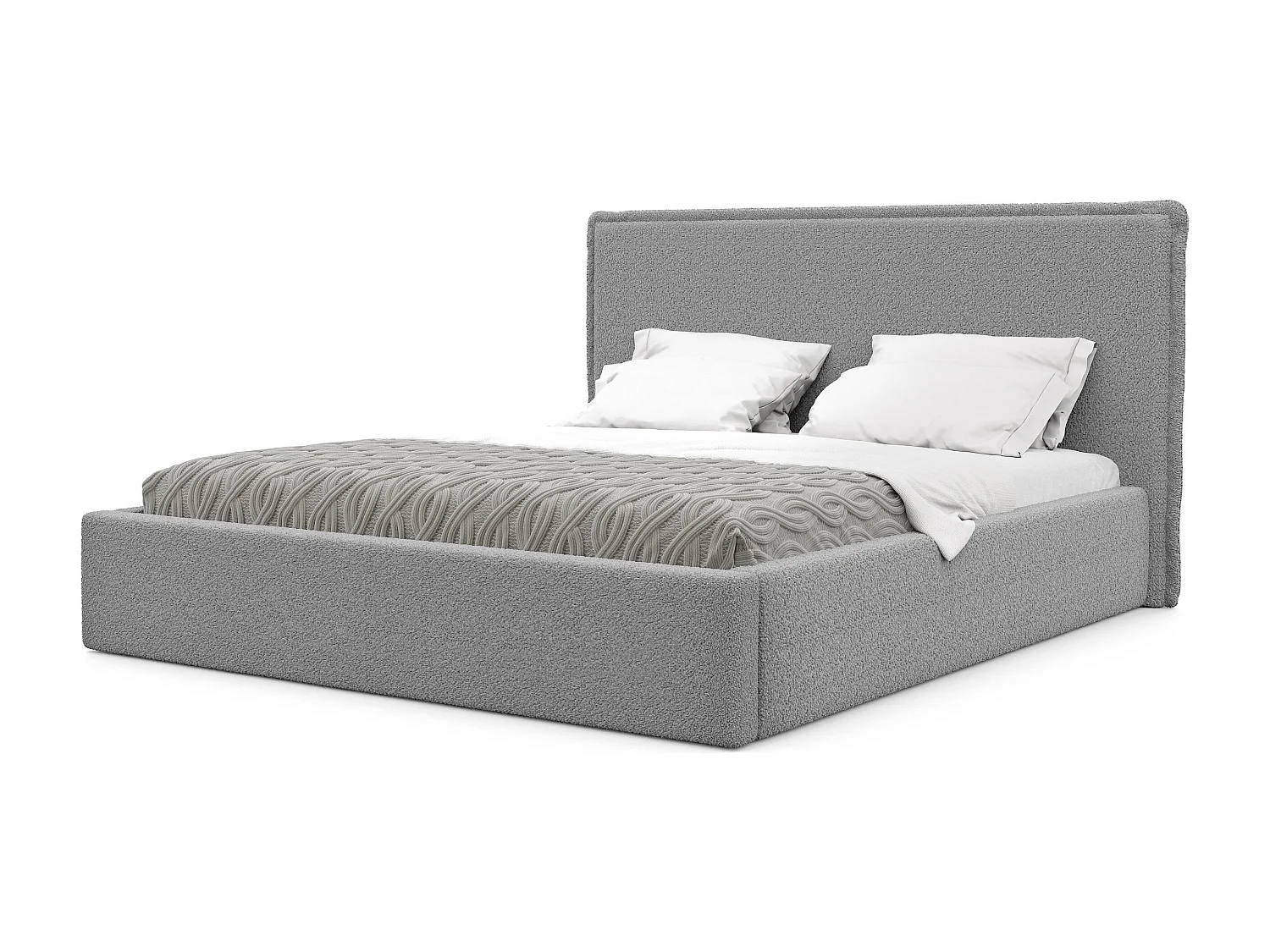 Lit tapissé COFY avec coffre de rangement pour la literie | 180x200 Gris