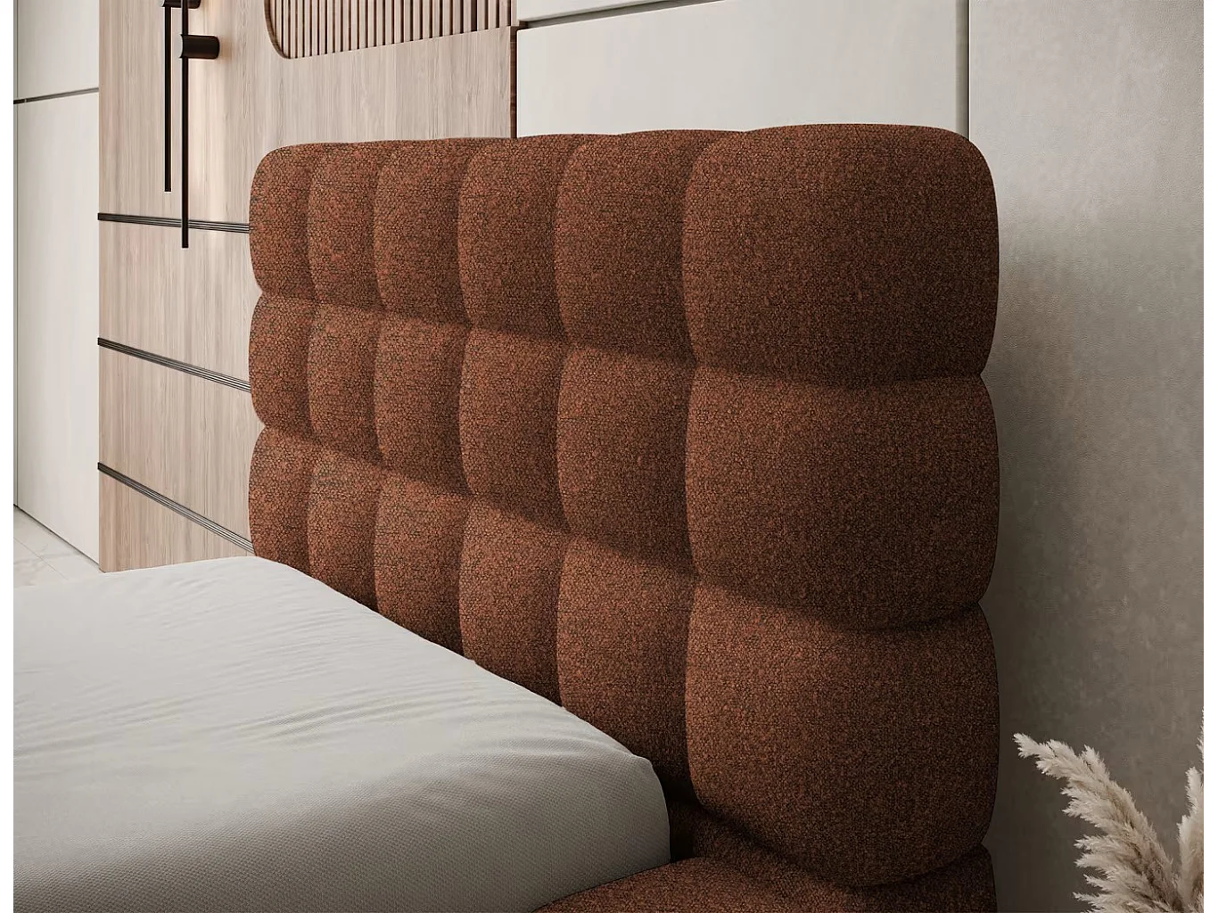 Bett Dario XS (90x200)/Stoffbezug/Bettkasten/Braun