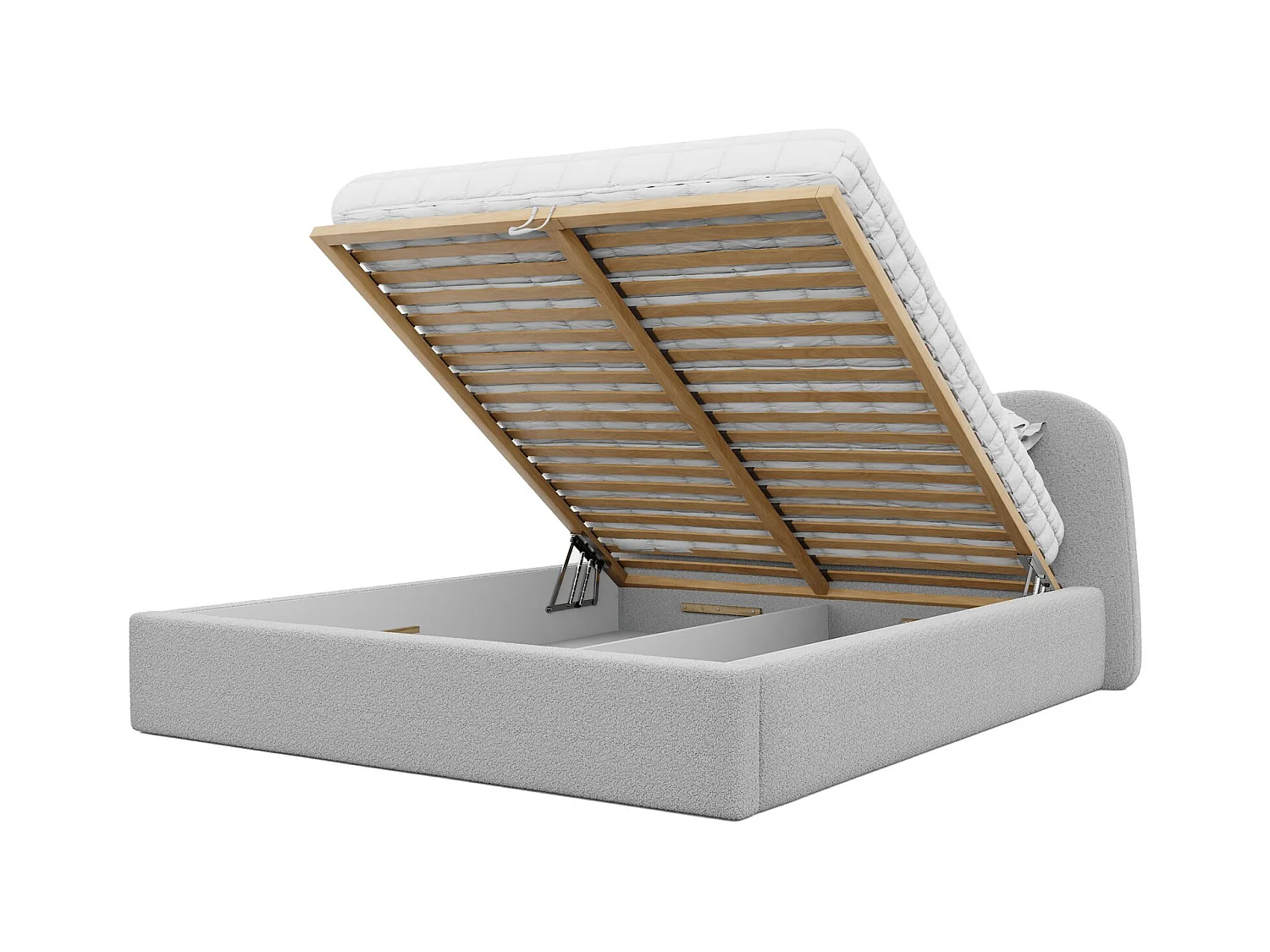 Lit tapissé COZY avec coffre de rangement pour la literie | 140x200 Gris