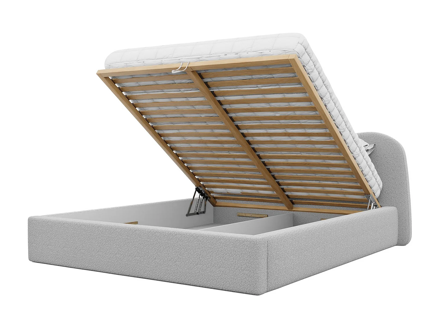 Lit tapissé COZY avec coffre de rangement pour la literie | 140x200 Gris