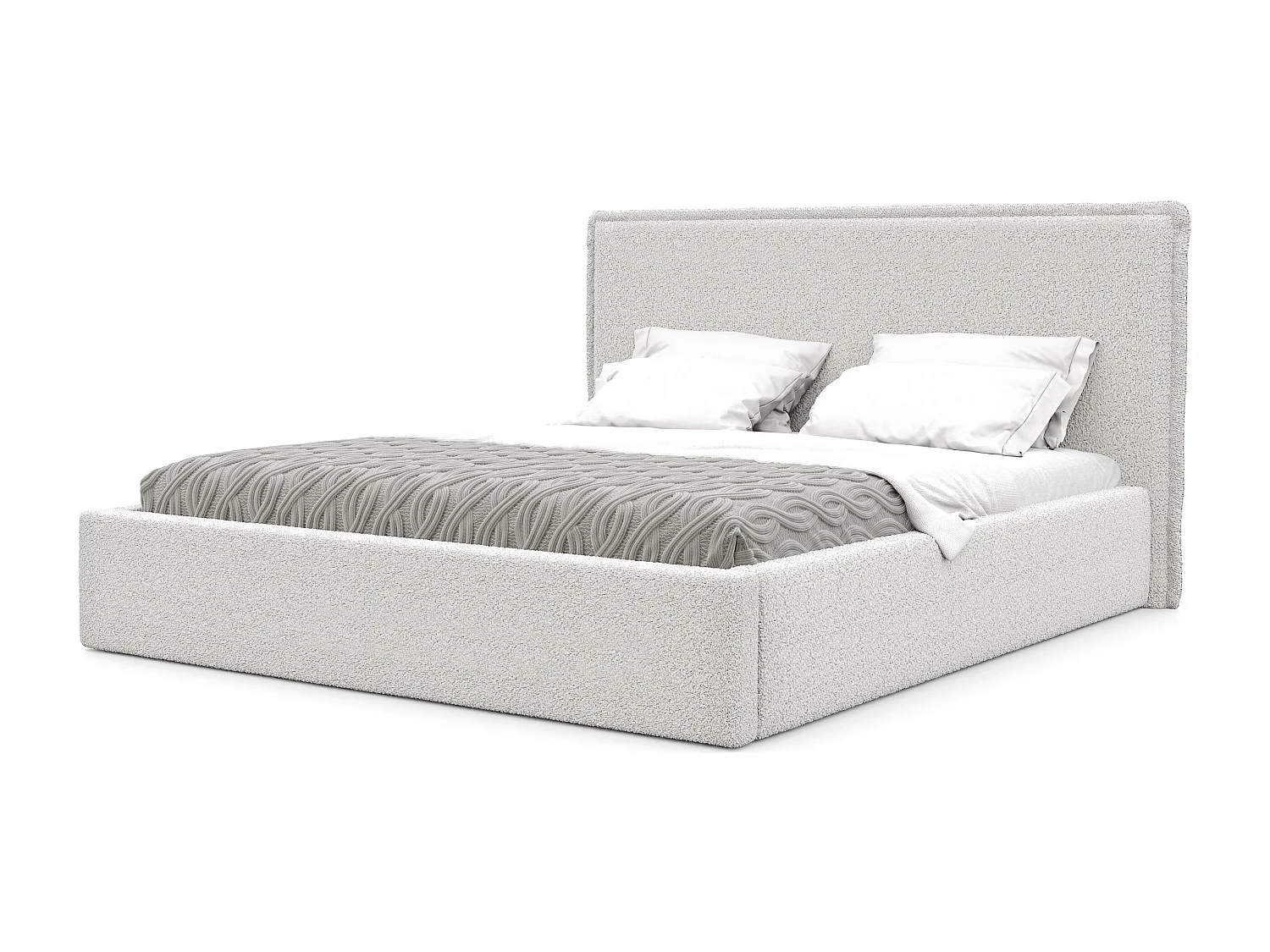 Lit tapissé COFY avec coffre de rangement pour la literie | 160x200 Crème