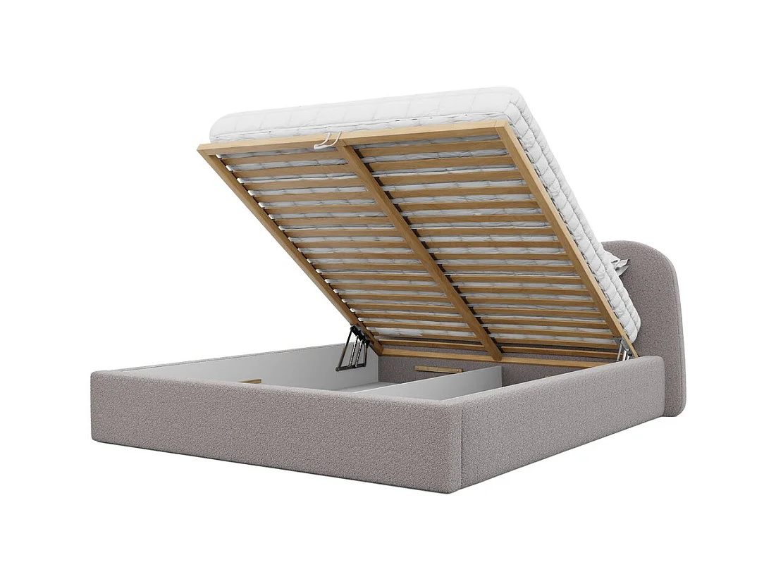 Lit tapissé COZY avec coffre de rangement pour la literie | 160x200 Rose poudré