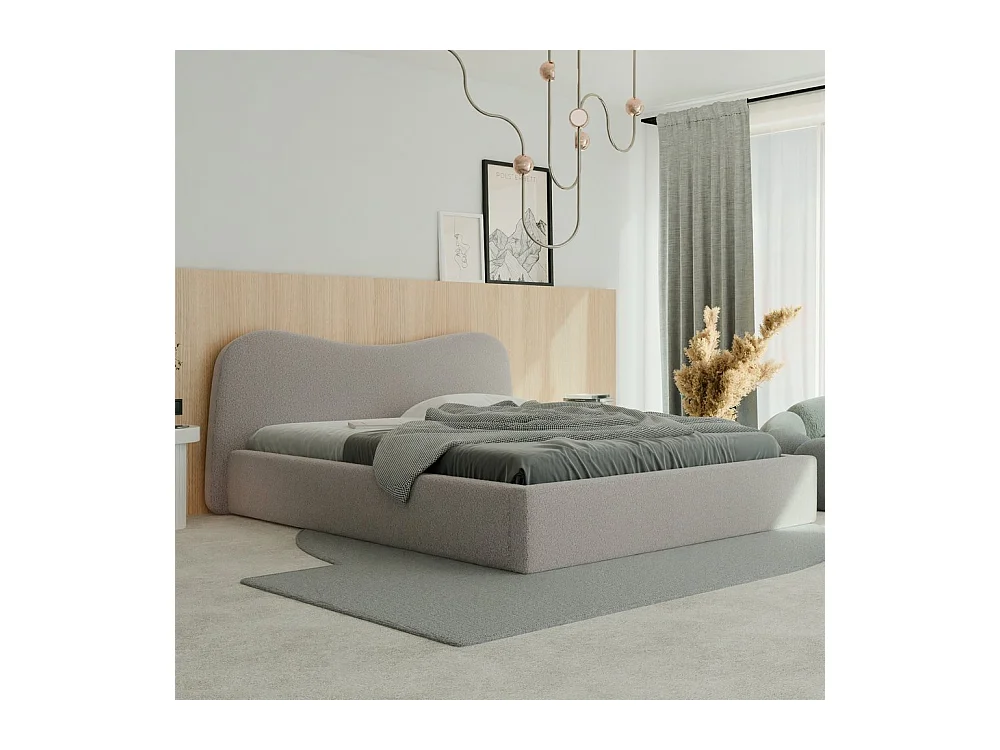 Lit tapissé COZY avec coffre de rangement pour la literie | 160x200 Rose poudré