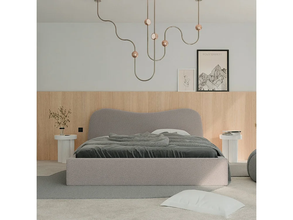 Lit tapissé COZY avec coffre de rangement pour la literie | 160x200 Rose poudré