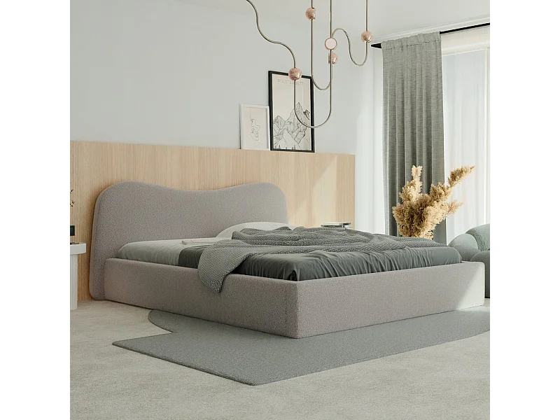 Lit tapissé COZY avec coffre de rangement pour la literie | 140x200 Rose poudré