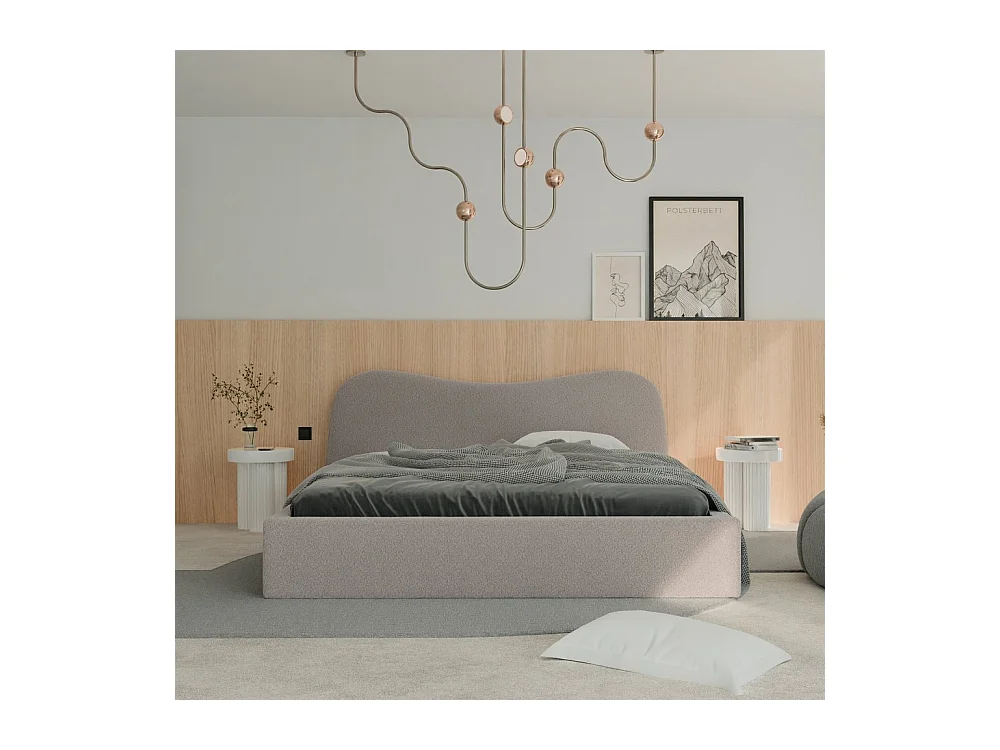Lit tapissé COZY avec coffre de rangement pour la literie | 140x200 Rose poudré