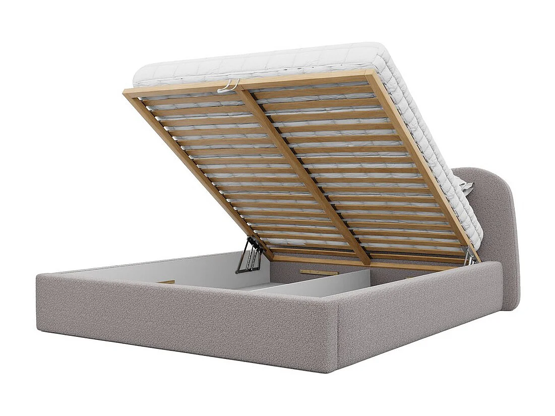 Lit tapissé COZY avec coffre de rangement pour la literie | 140x200 Rose poudré