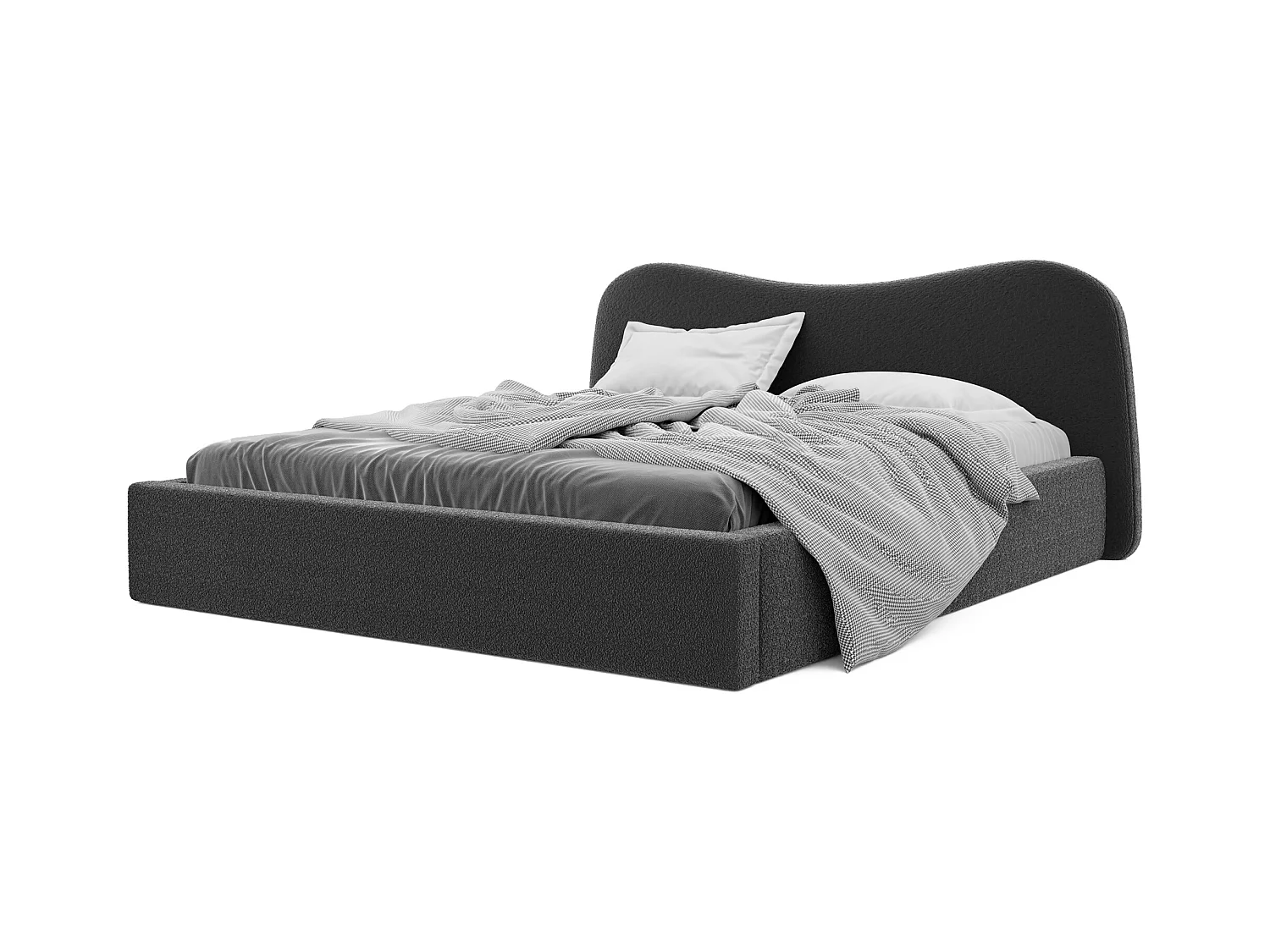 Lit tapissé COZY avec coffre de rangement pour la literie | 180x200 Gris anthracite