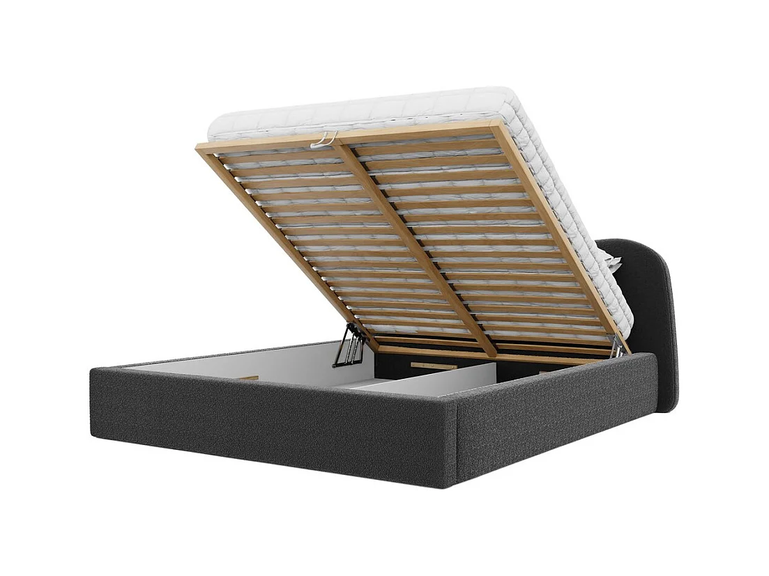 Lit tapissé COZY avec coffre de rangement pour la literie | 180x200 Gris anthracite