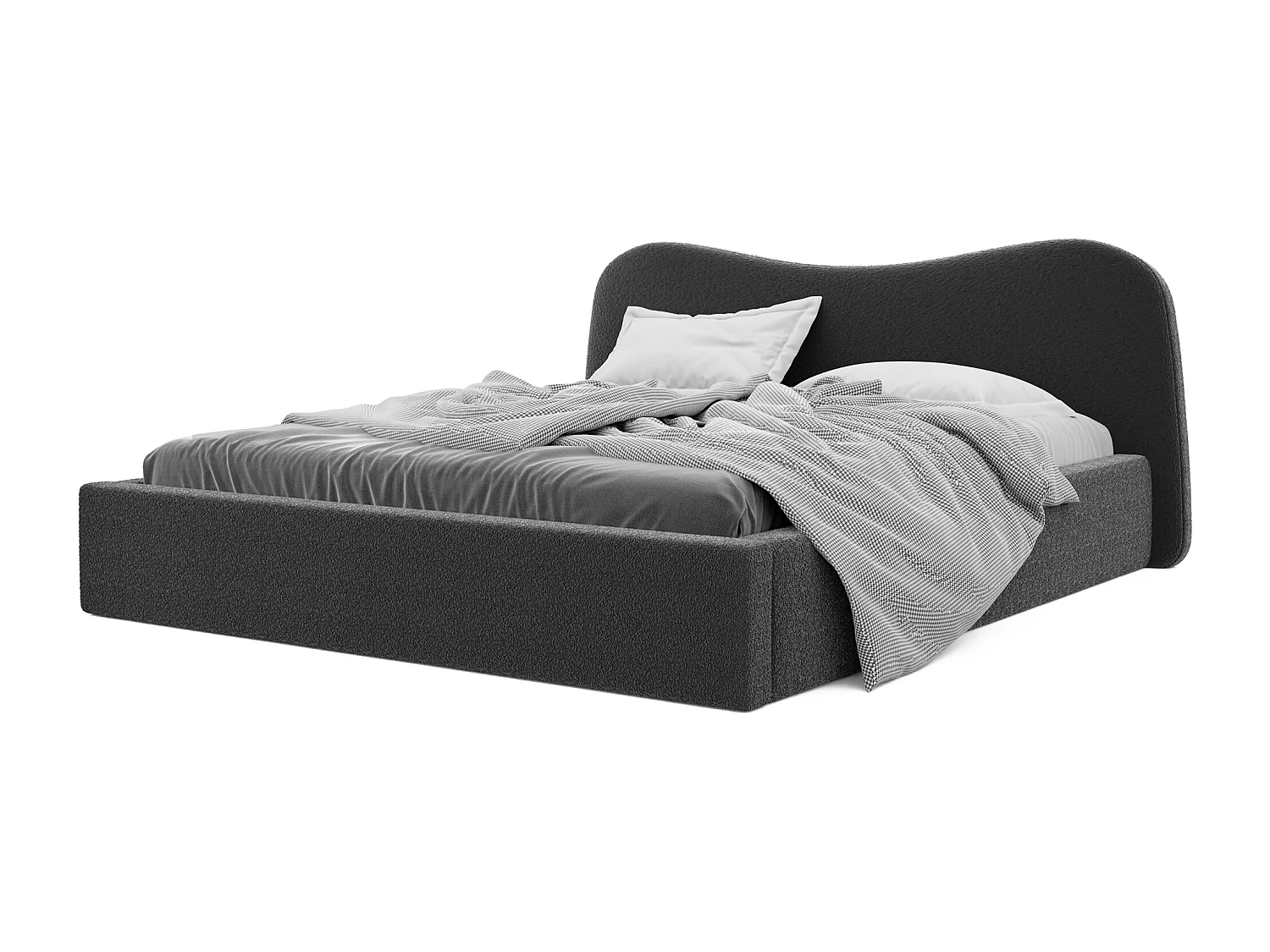 Lit tapissé COZY avec coffre de rangement pour la literie | 180x200 Gris anthracite