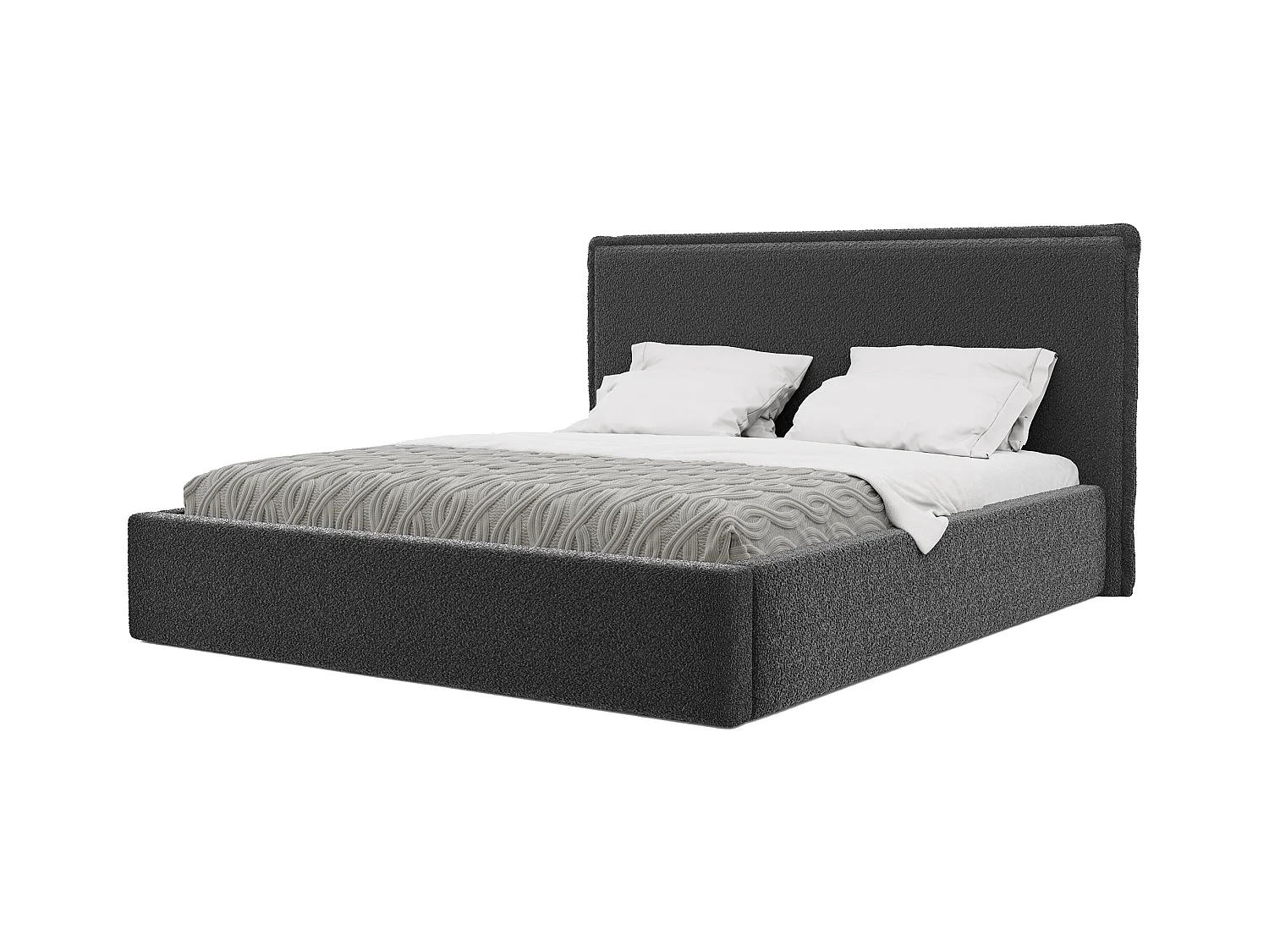 Lit tapissé COFY avec coffre de rangement pour la literie | 180x200 Gris anthracite