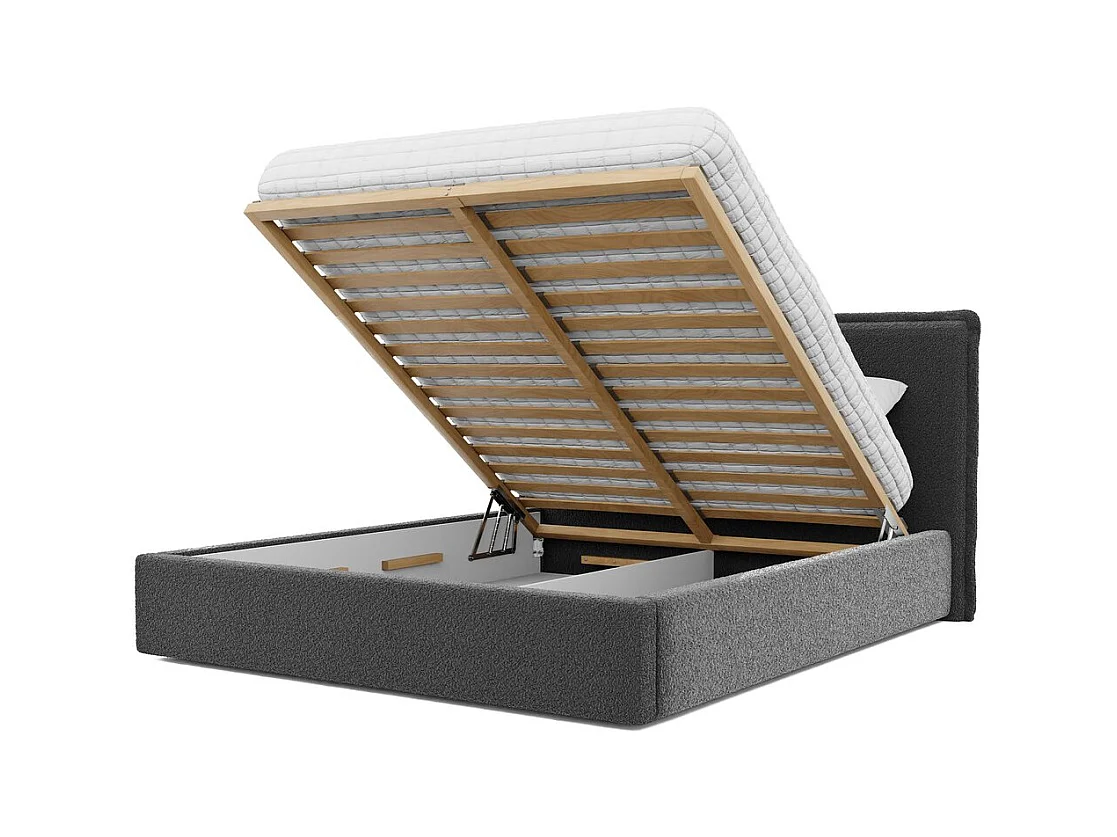 Lit tapissé COFY avec coffre de rangement pour la literie | 180x200 Gris anthracite