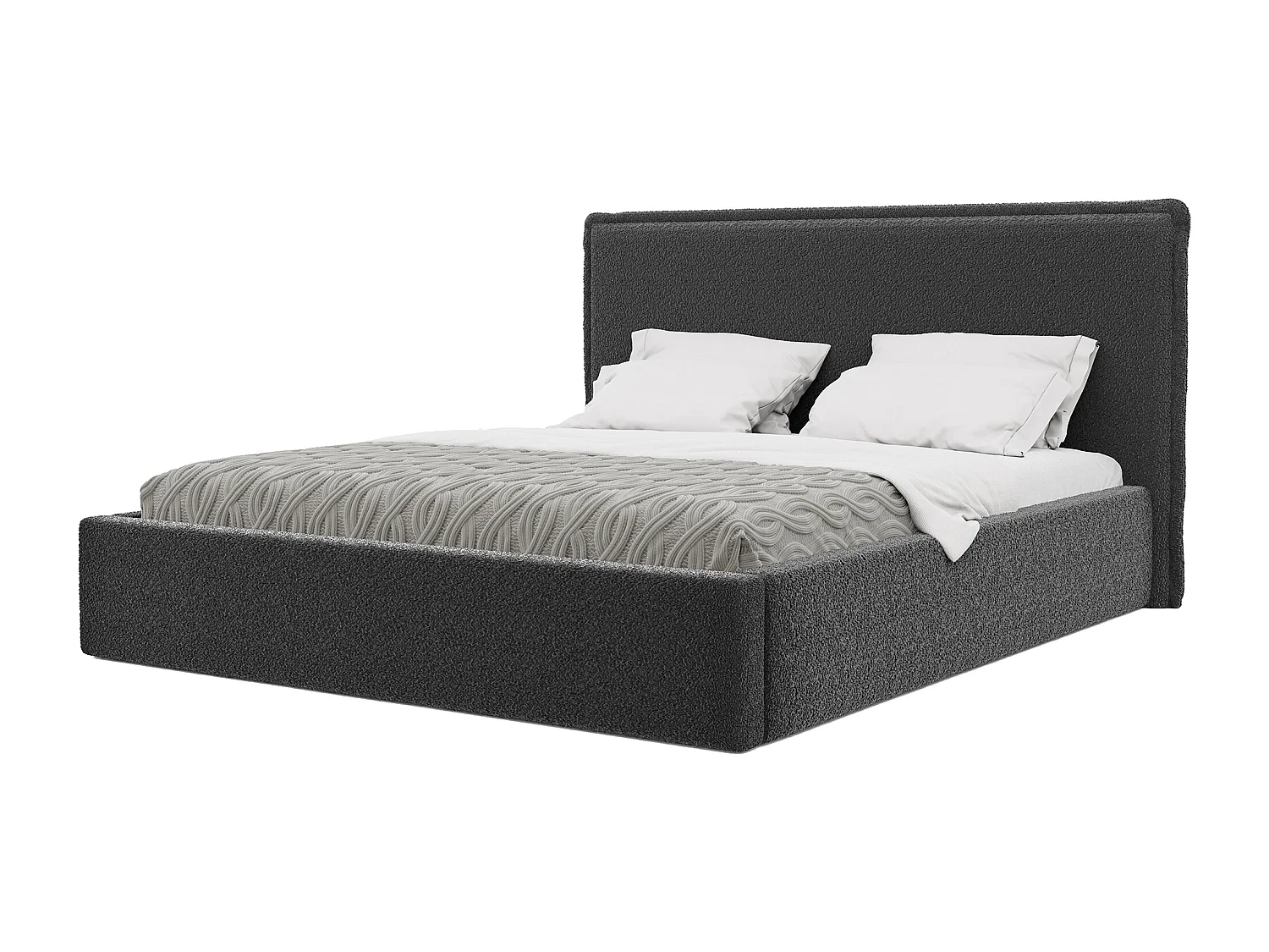 Lit tapissé COFY avec coffre de rangement pour la literie | 180x200 Gris anthracite