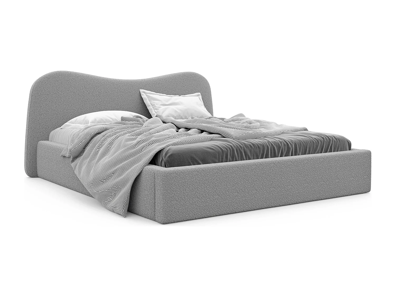 Lit tapissé COZY avec coffre de rangement pour la literie | 160x200 Gris