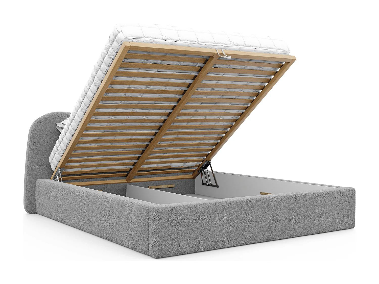 Lit tapissé COZY avec coffre de rangement pour la literie | 160x200 Gris