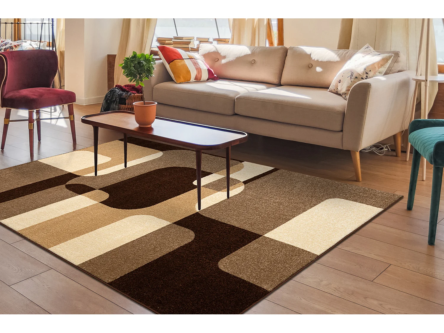 Tapis KARMEL SEPIA marron 280x380 cm