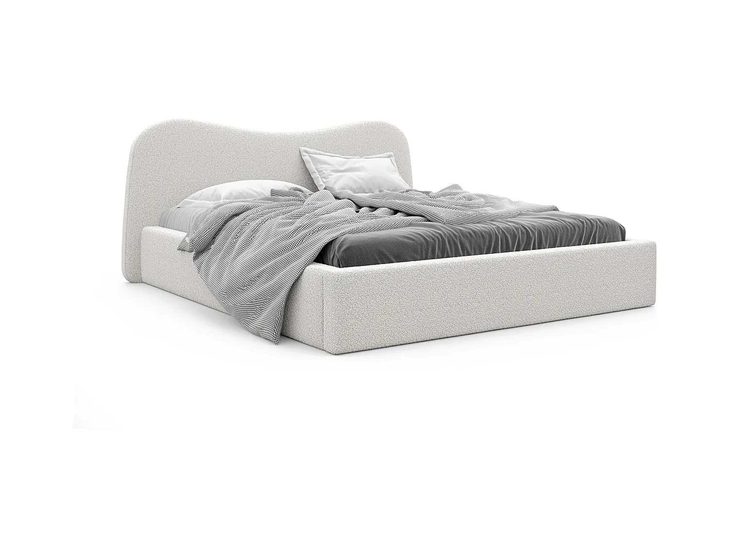 Lit tapissé COZY avec coffre de rangement pour la literie | 180x200 Crème