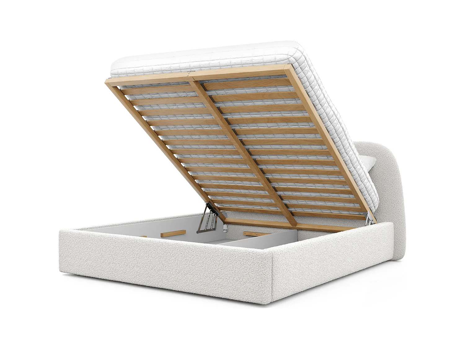 Lit tapissé CLOUD avec coffre de rangement pour la literie | 140x200 Crème