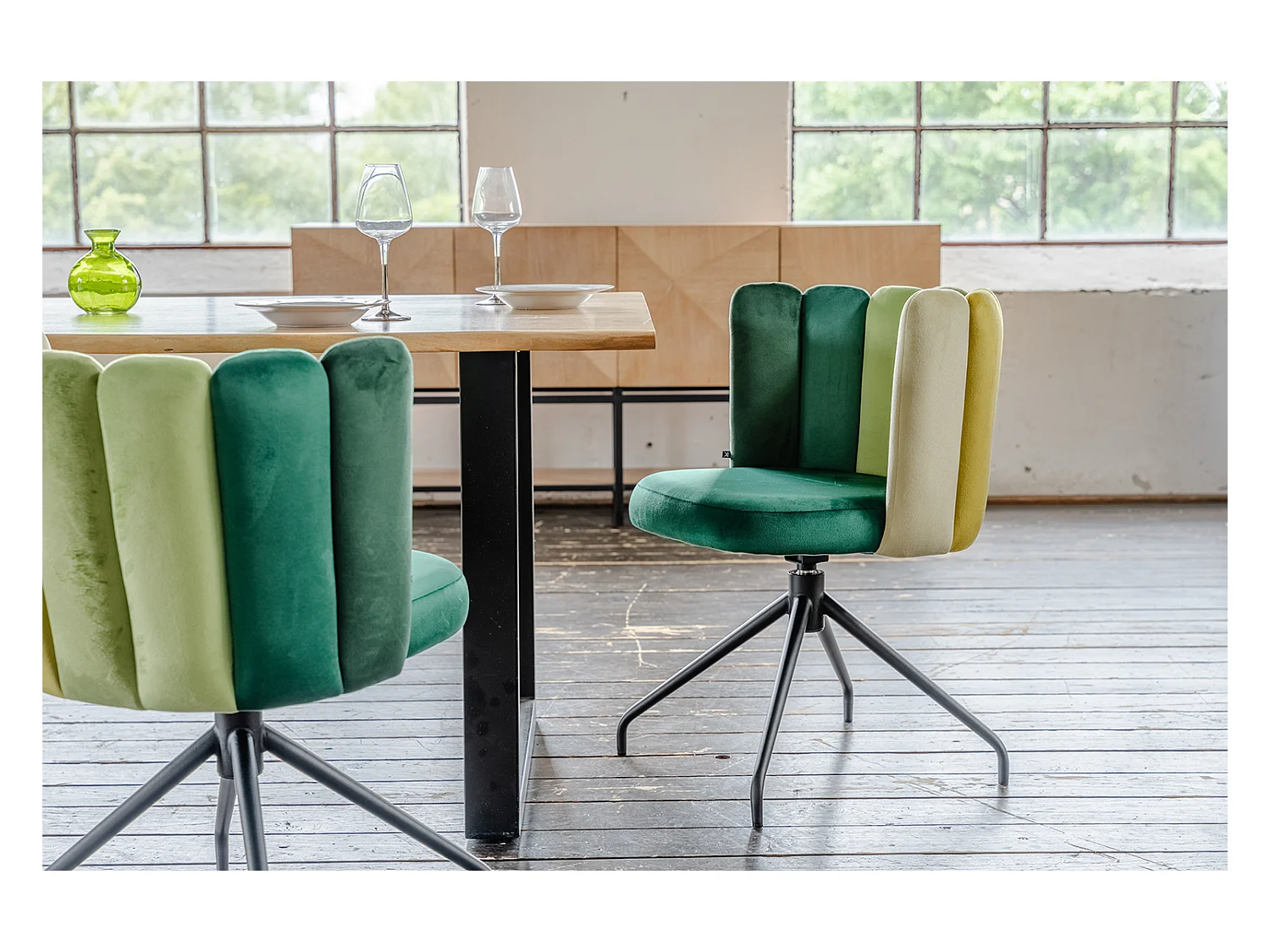 Chaise de salle à manger - Vert Velours - JADA