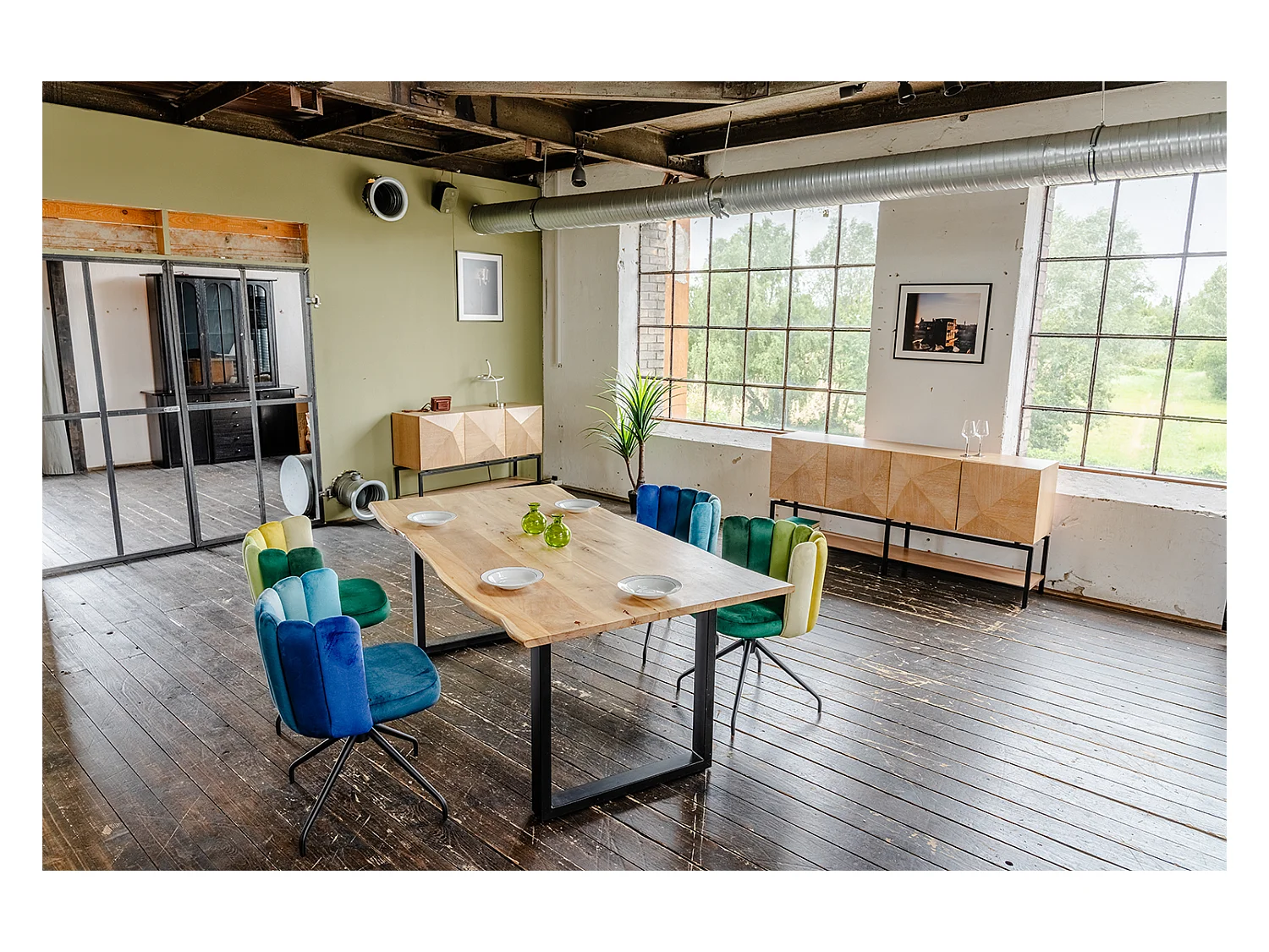 Chaise de salle à manger - Vert Velours - JADA