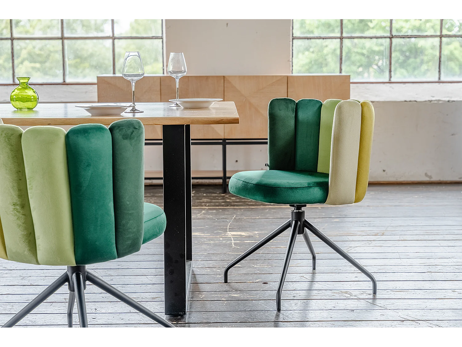 Chaise de salle à manger - Vert Velours - JADA