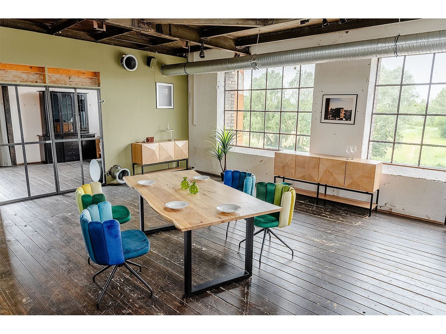 Chaise de salle à manger - Vert Velours - JADA