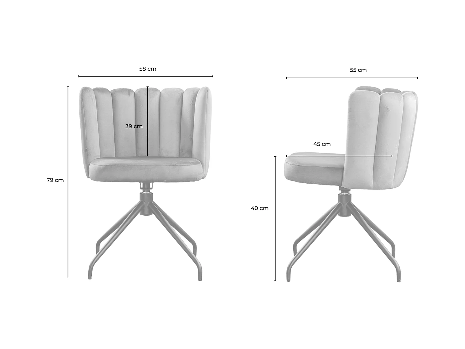 Chaise de salle à manger - Gris Velours - JADA