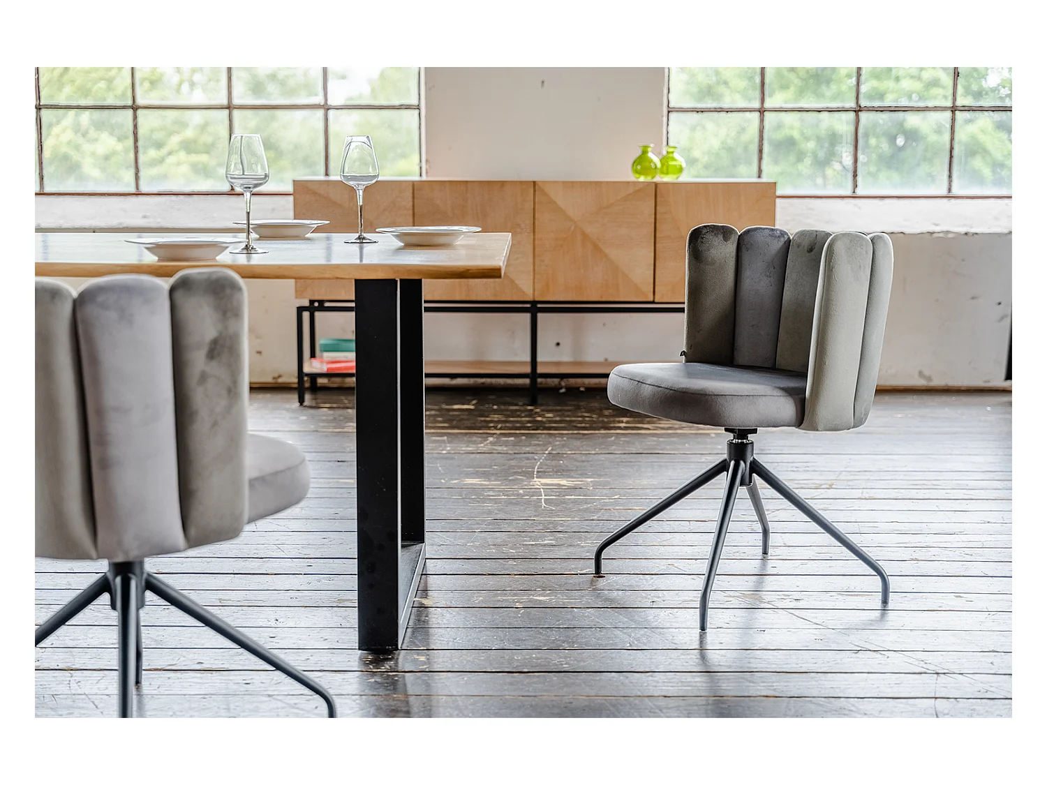 Chaise de salle à manger - Gris Velours - JADA