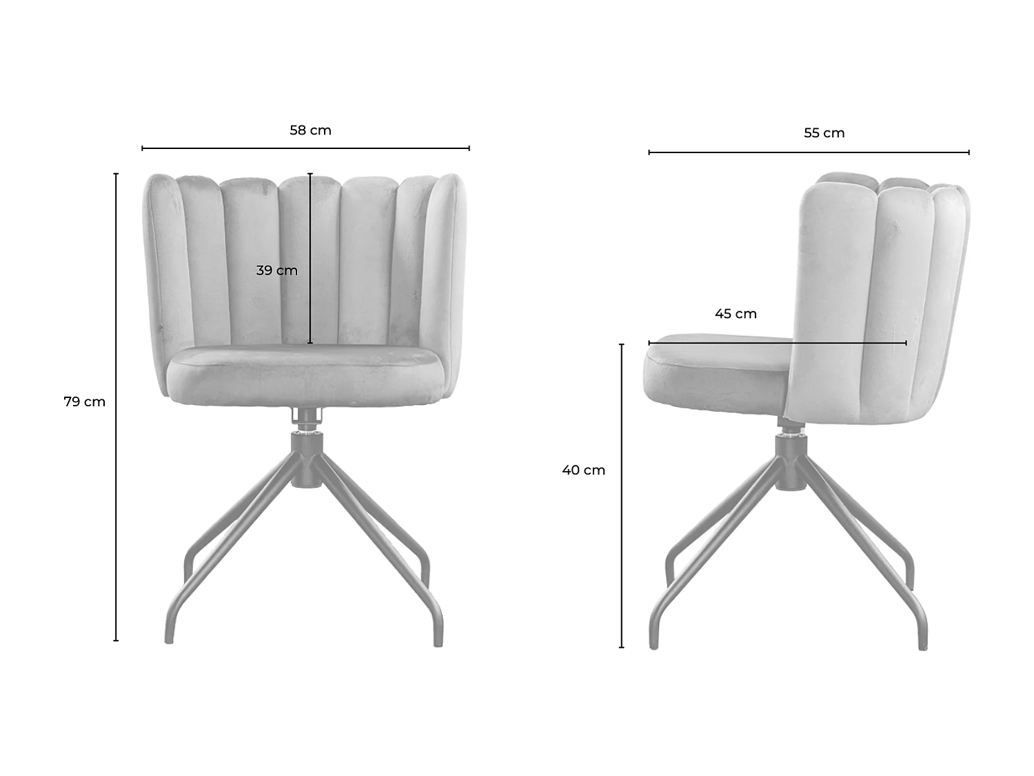 Chaise de salle à manger - Gris Velours - JADA