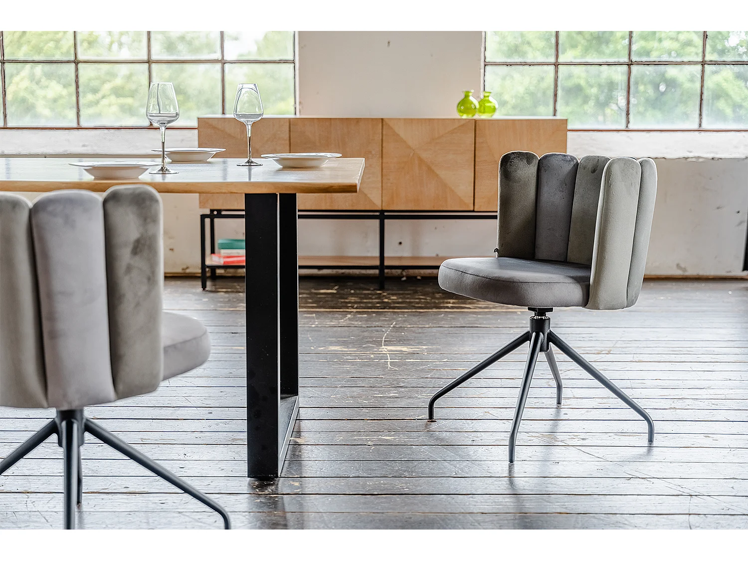 Chaise de salle à manger - Gris Velours - JADA