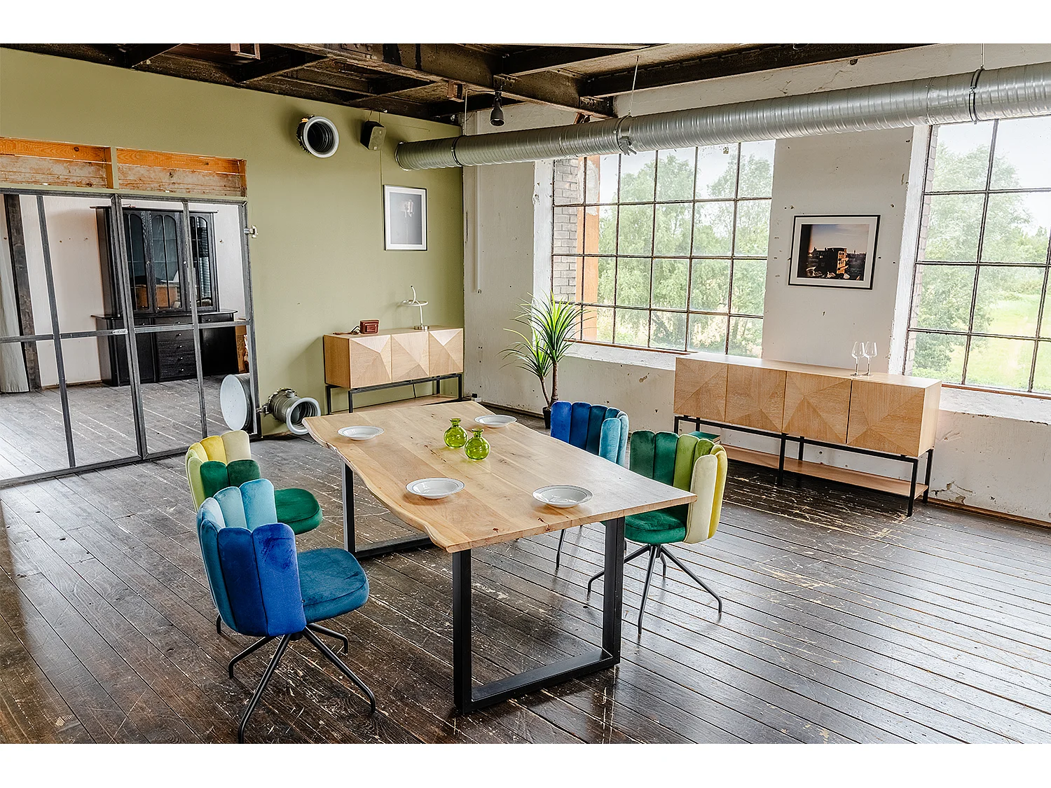 Chaise de salle à manger - Bleu Velours - JADA