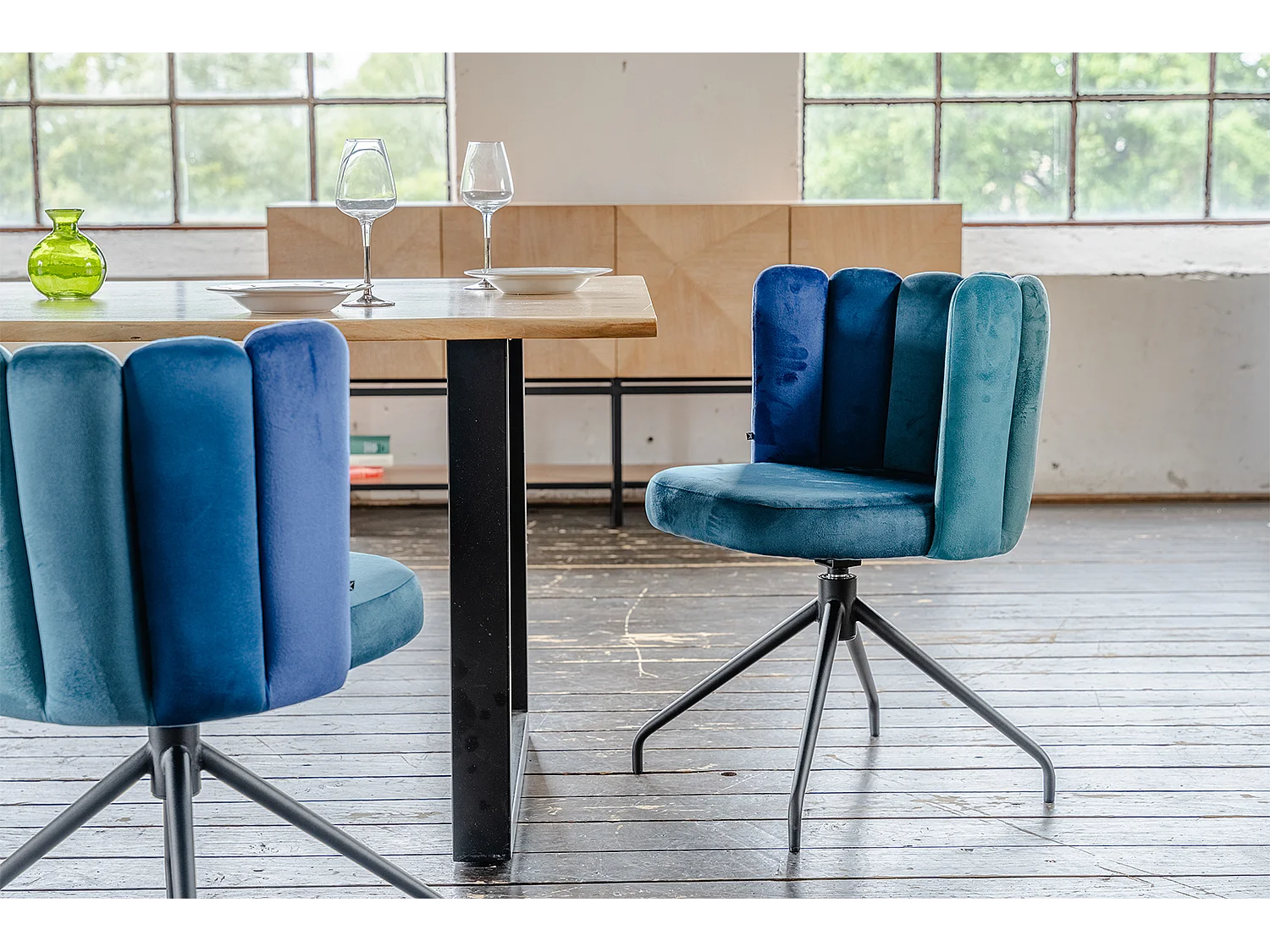 Esszimmerstuhl - Blau Velvet - JADA