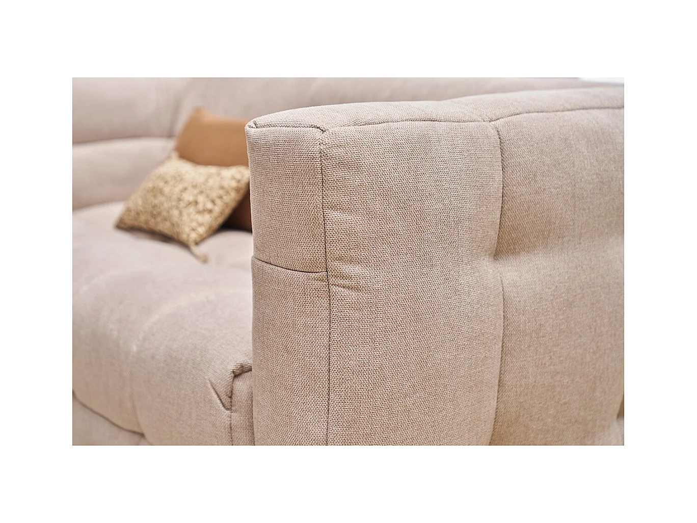 Canapé design 2 places en tissu effet velours texturé beige CORTO