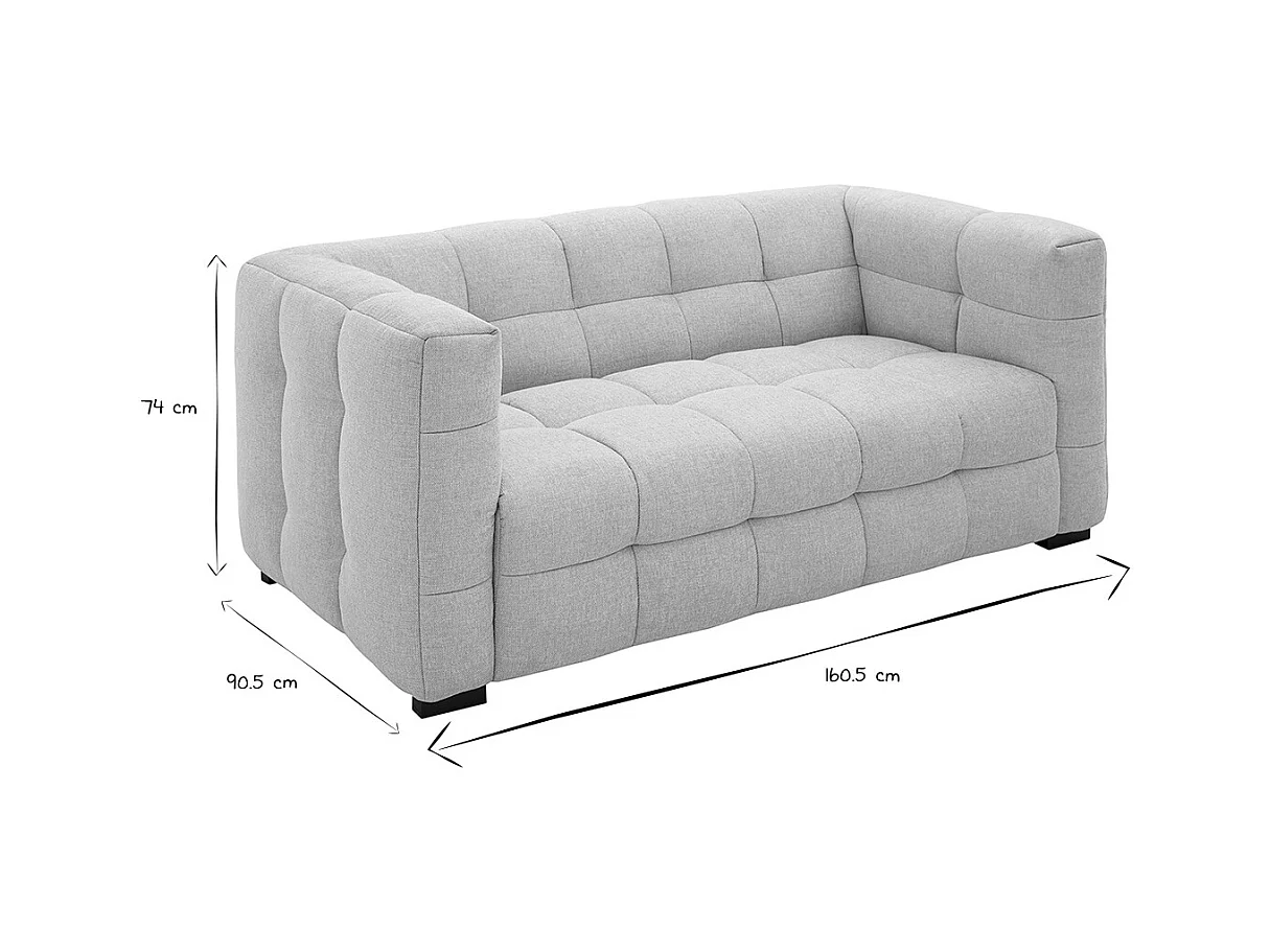 Canapé design 2 places en tissu effet velours texturé beige CORTO