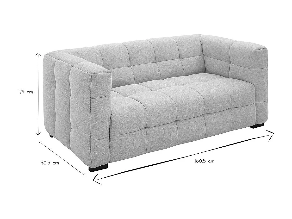 Canapé design 2 places en tissu effet velours texturé beige CORTO