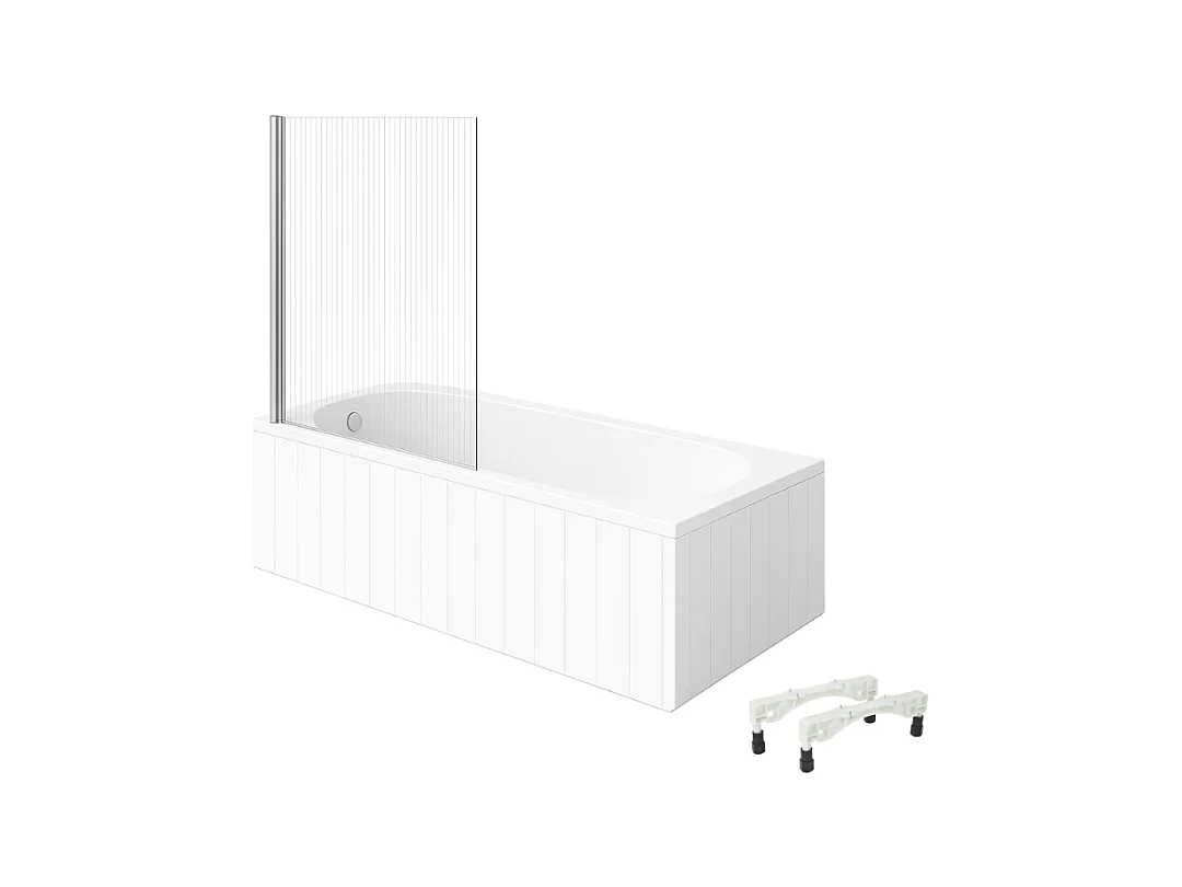 Baignoire droite 170x75 cm blanche VILLEROY & BOCH O.Novo + Pare-bain chromé AURYS 140 cm