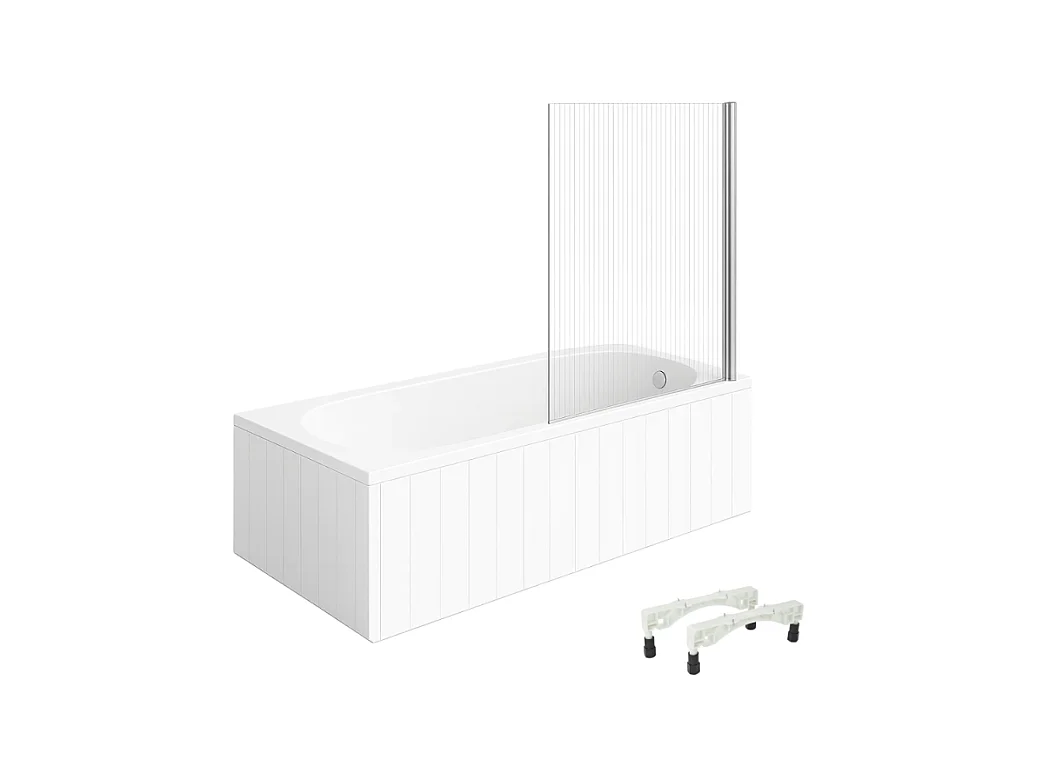 Baignoire droite 170x75 cm blanche VILLEROY & BOCH O.Novo + Pare-bain chromé AURYS Raywall