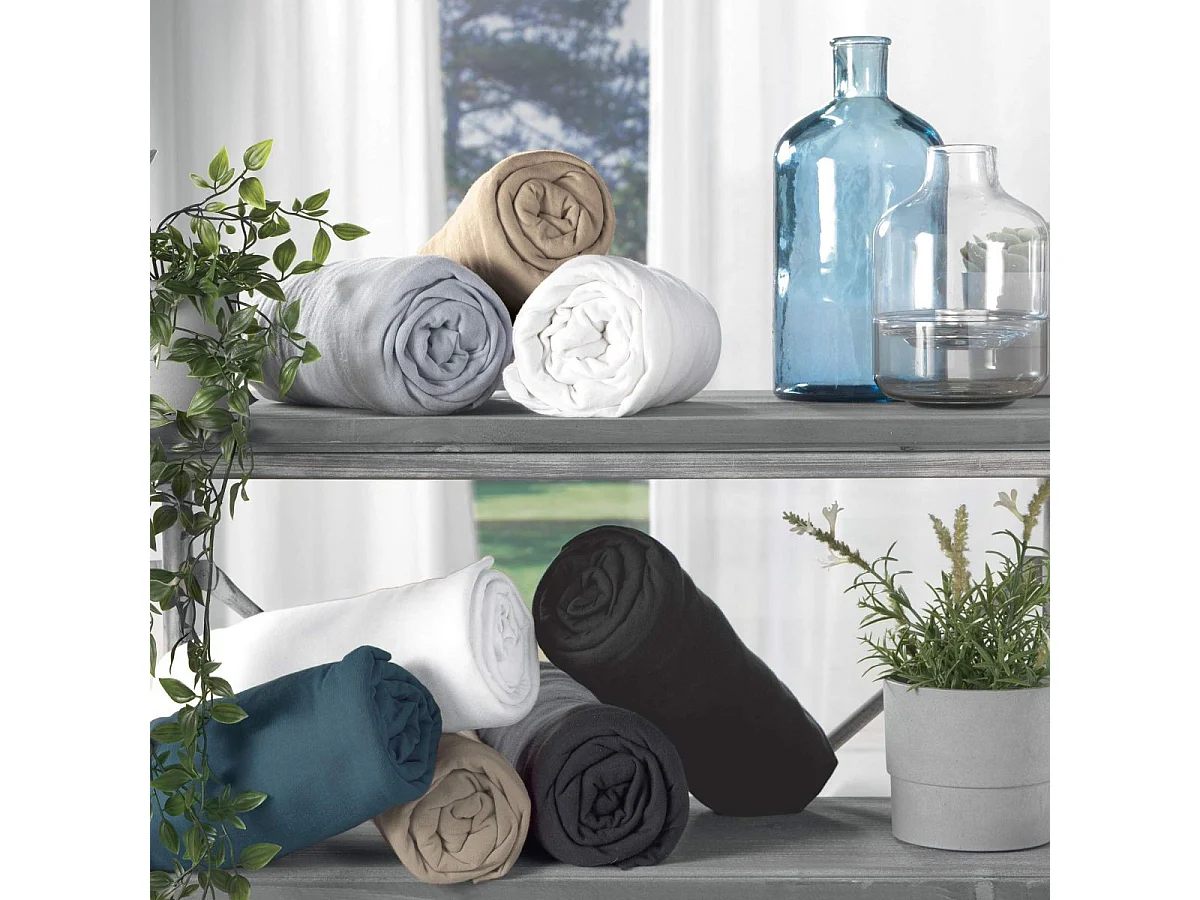 Drap Housse "Jersy" 160x200cm Sable