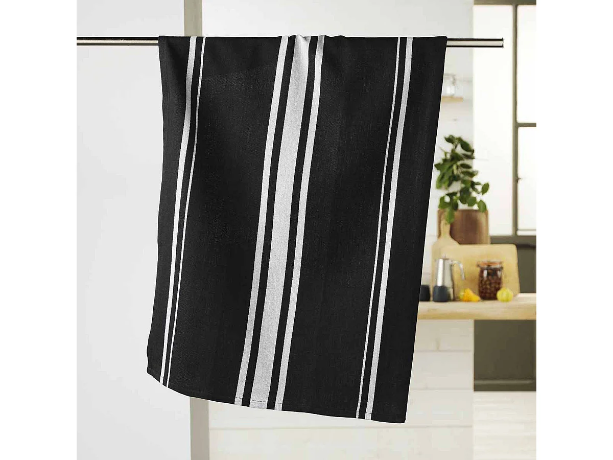 Torchon en Coton Tissé "Comptoir" 50x70cm Noir