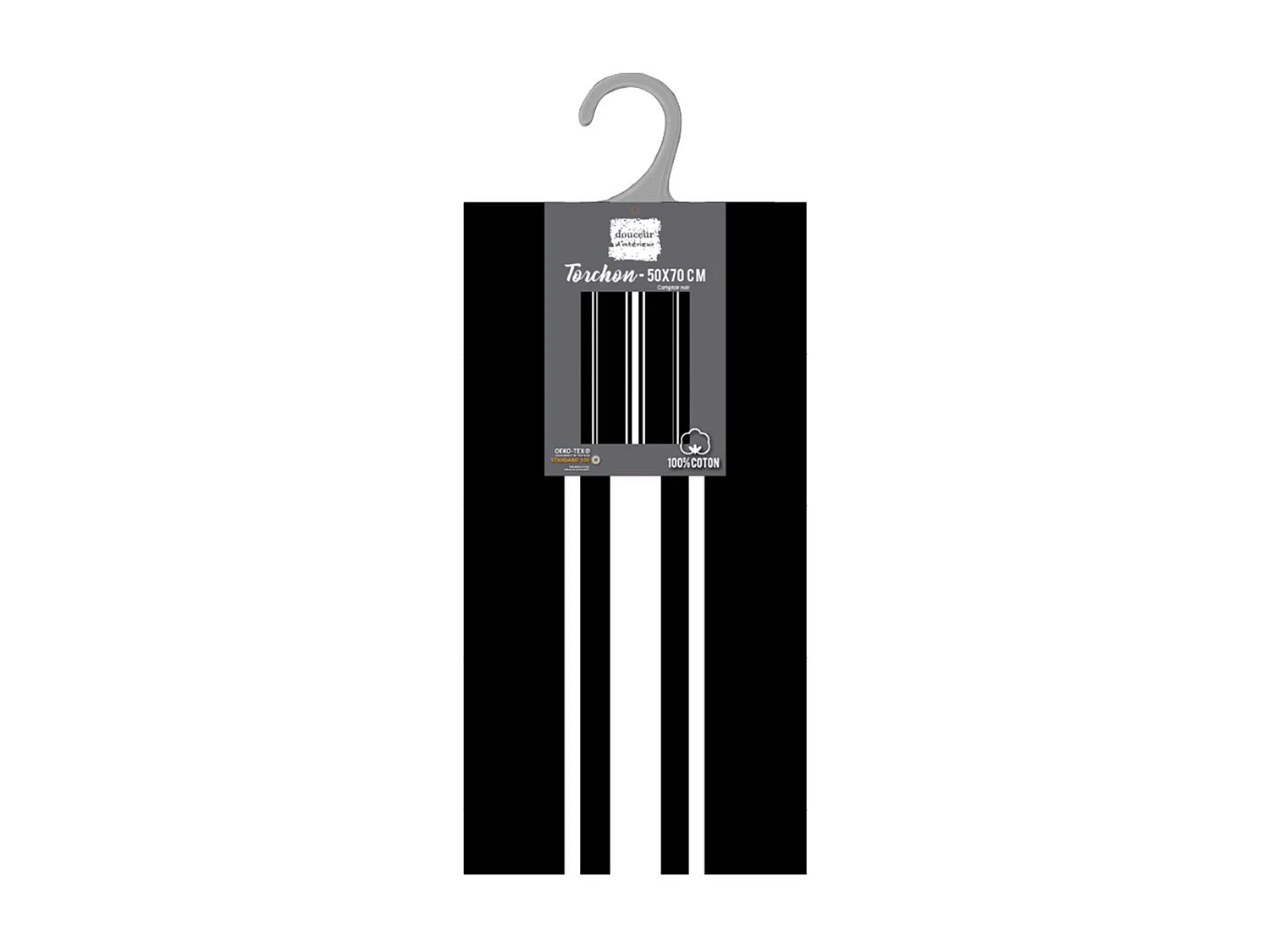 Torchon en Coton Tissé "Comptoir" 50x70cm Noir