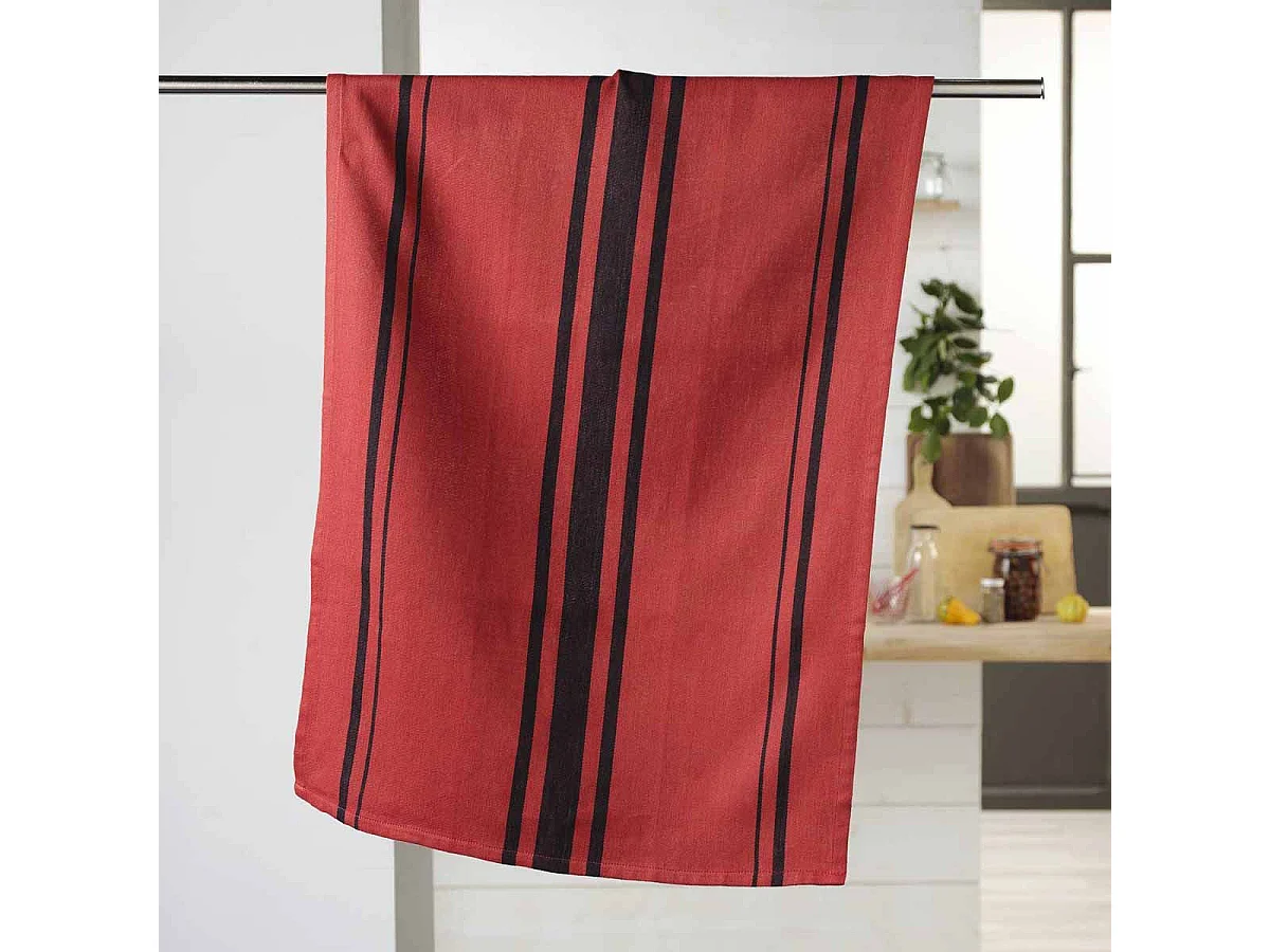 Torchon en Coton Tissé "Comptoir" 50x70cm Rouge