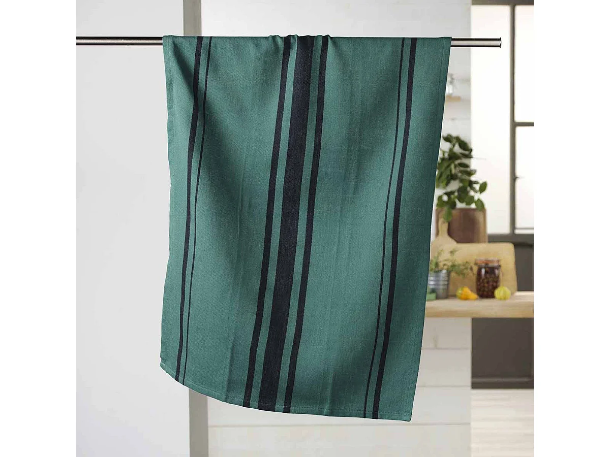 Torchon en Coton Tissé "Comptoir" 50x70cm Émeraude