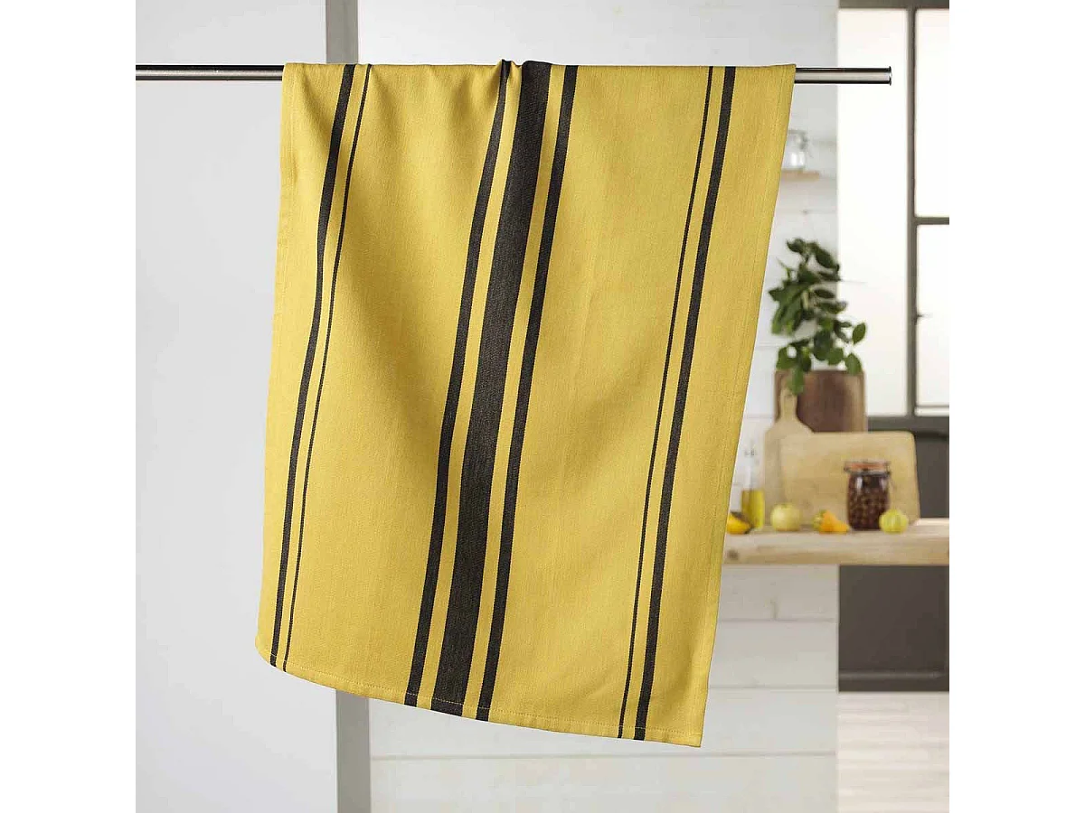 Torchon en Coton Tissé "Comptoir" 50x70cm Jaune