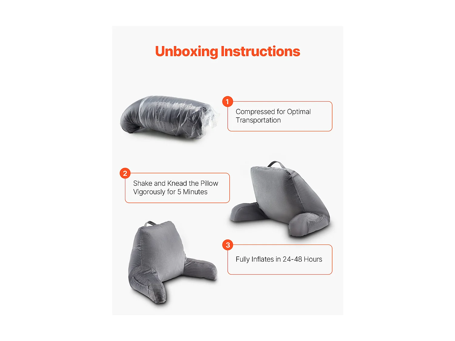 Coussin de Lecture SucceBuy Taille Standard, Oreiller en Mousse à Mémoire de Forme avec Tissu en Velours Doux Lavable, Équipé de 3 Poches Pratiques