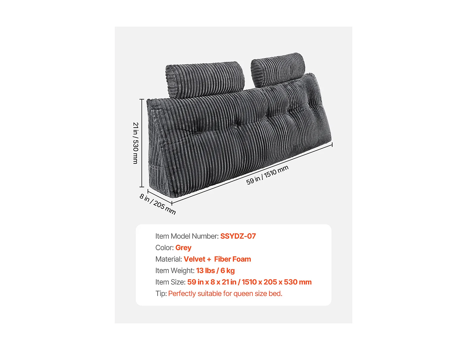 Cuscino di Lettura SucceBuy con Tasche Lateralmente e Appoggiatesta, Cuscino di Testa di Letto, Cuscino in Flanella Lavabile, Supporto Confortevole per Leggere