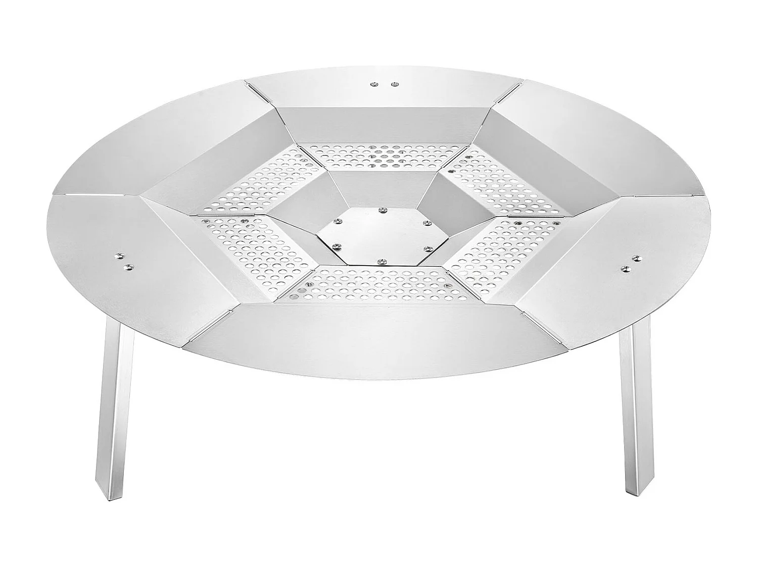 Diffuseur de Chaleur SucceBuy pour Brasero, 68.5x25.4 cm Protection Ronde pour Feu de Camp en Acier Inoxydable 304, Couvercle de Brûleur Amovible