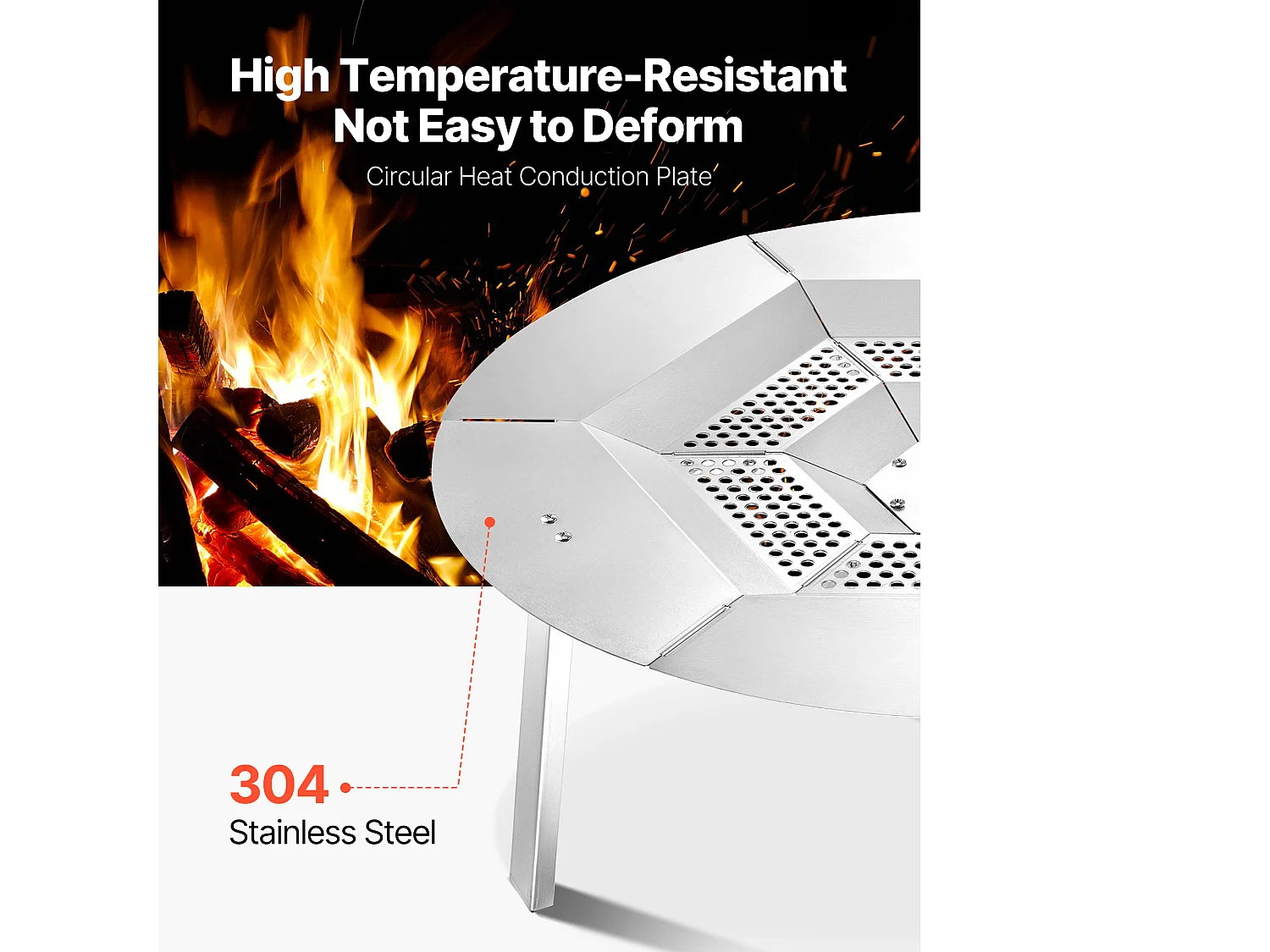 Diffuseur de Chaleur SucceBuy pour Brasero, 68.5x25.4 cm Protection Ronde pour Feu de Camp en Acier Inoxydable 304, Couvercle de Brûleur Amovible